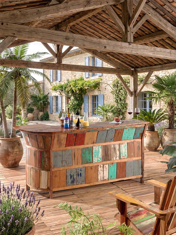 Bar SUNSHINE en bois de bateau recyclé