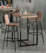 table haute Browton en teck recyclé et fer vieilli.