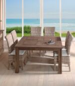 Table carrée en teck recyclé de fabrication artisanale