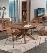 Table carrée en teck massif pied étoile