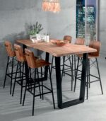 Table haute TREE en teck et métal, le teck à l’état pur !