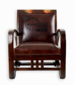 Fauteuil rétro en teck et cuir