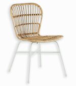 Chaise GATO rotin et fer laqué blanc