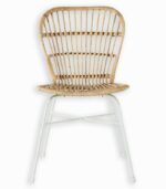 Chaise GATO rotin et fer laqué blanc