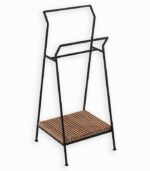 Porte-serviettes en teck et métal noir