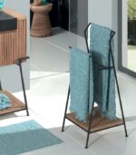 Porte-serviettes en teck et métal noir