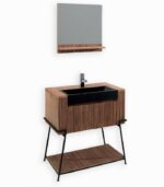 Salle de bains en teck massif et vasque en pierre