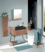 Salle de bains en teck massif et vasque en pierre