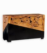 Console en métal noir recouvert de teck