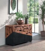 Console en teck et métal noir