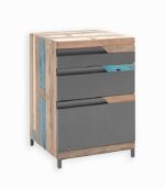 Caisson bureau FOCUS en bois de bateau recyclé et métal vieilli.