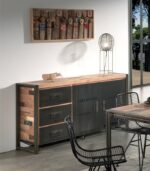 Bahut en bois de bateau recyclé et métal vieilli