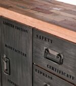 Bahut en bois de bateau recyclé et métal vieilli