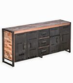 Bahut en bois de bateau recyclé et métal vieilli