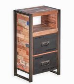 Commode en bois de bateau recyclé et métal vieilli