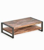 Table basse en bois de bateau recyclé et métal vieilli