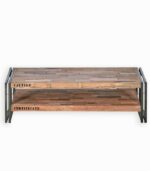 Table basse en bois de bateau recyclé et métal vieilli