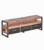 Meuble TV en bois de bateau recyclé et métal vieilli