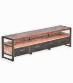 Meuble TV en bois de bateau recyclé et métal vieilli