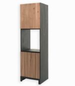 Armoire four en pin massif teinté noir et chêne huilé