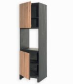 Armoire four en pin massif teinté noir et chêne huilé
