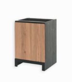 Meuble bas en pin massif teinté noir et chêne huilé