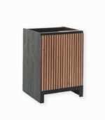 Meuble bas en pin massif teinté noir et chêne huilé