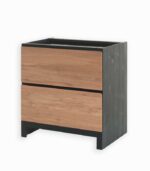 Meuble bas en pin massif teinté noir et chêne huilé