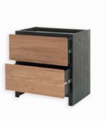 Meuble bas en pin massif teinté noir et chêne huilé