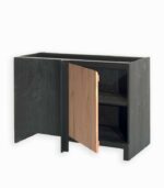 Meuble bas en pin massif teinté noir et chêne huilé