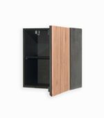 Meuble haut en pin massif teinté noir et chêne huilé