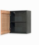 Meuble haut en pin massif teinté noir et chêne huilé