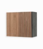 Meuble haut en pin massif teinté noir et chêne huilé