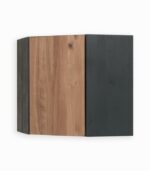 Meuble angle haut en pin massif teinté noir et chêne huilé