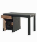 Îlot central en pin massif teinté noir et chêne huilé