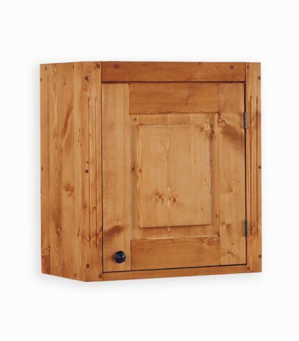 Meuble haut en pin massif ciré et pin recyclé.