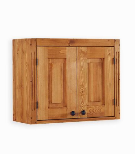 Meuble haut en pin massif ciré et pin recyclé.