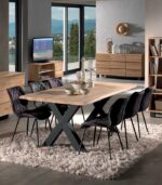 Table chêne massif et pieds métal noir