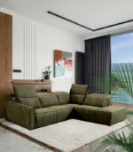 Canapé d'angle kaki design vintage