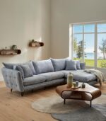 Canapé d'angle LOWRY gris bleu