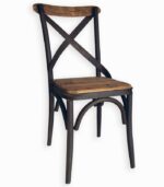 Chaise bistrot en orme et fer vieilli