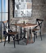 Chaise bistrot en orme et fer vieilli