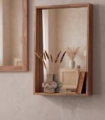 Miroir haut en chêne avec rebord