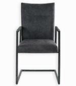 Chaise aspect cuir en PU avec pieds en métal.