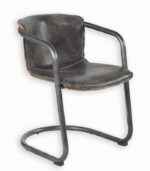 Le fauteuil en cuir gris vintage CLARK