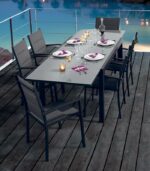 Table de jardin extensible en alu gris