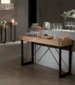 Console en sapin massif et pieds en fer