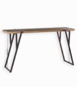 Table haute en bois brut et fer vieilli