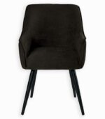 Chaise vintage havane en tissu et pieds métal