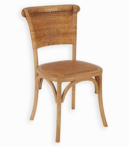 Chaise bistrot en orme et rotin